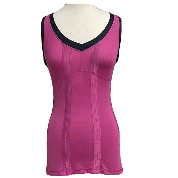 Lululemon Tops - Lululemon Run Skim Singlet Tank Size 6 Racerback Raspberry with Black Trim Rare